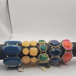 5 Piece Lot Of Elegant Multi-Color Stretchy Bracelet Set